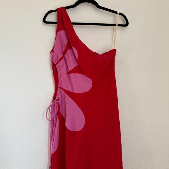 NWT FARM Rio Cutout Flower Midi Dress in Red Small - Picture 5 of 15